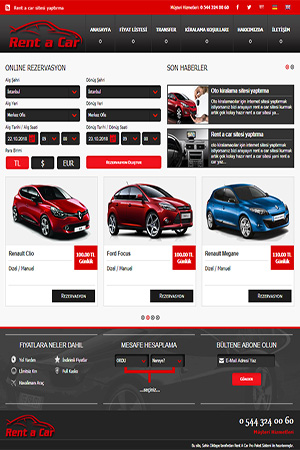 rent a car web tasarım