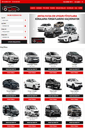 rent a car web tasarım